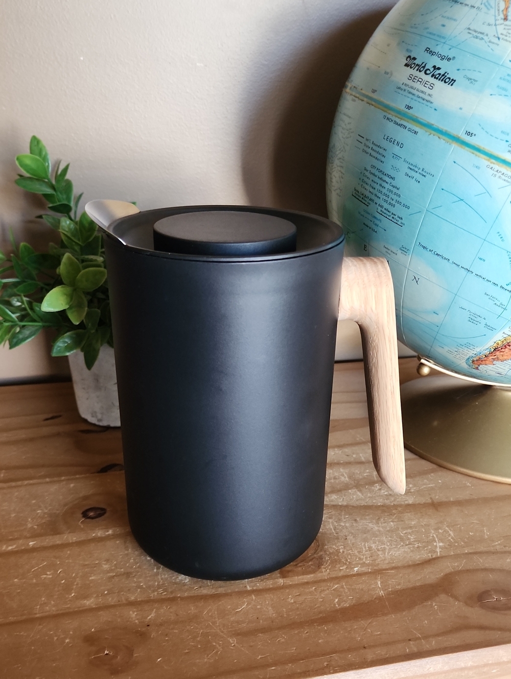 Eva Solo Nordic Kitchen Black Matte Insulated Pitcher with Natural Wood Handle